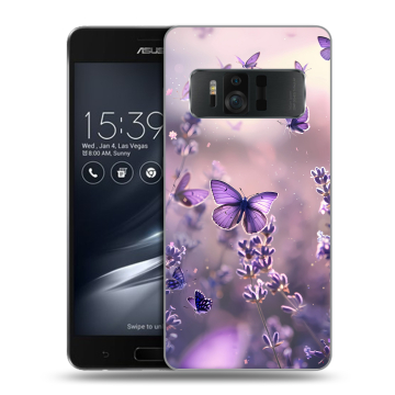 Силиконовый чехол на ASUS ZenFone AR с принтом бабочки и лаванда Силиконовый чехол на ASUS ZenFone AR с принтом бабочки и лаванда