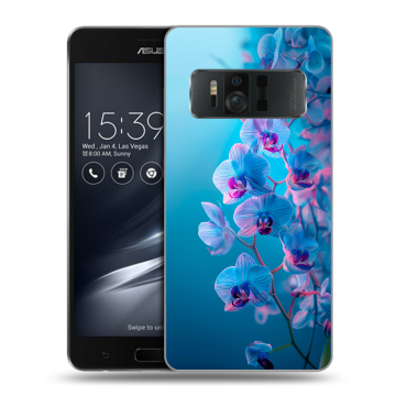 Силиконовый чехол на ASUS ZenFone AR с принтом голубые орхидеи