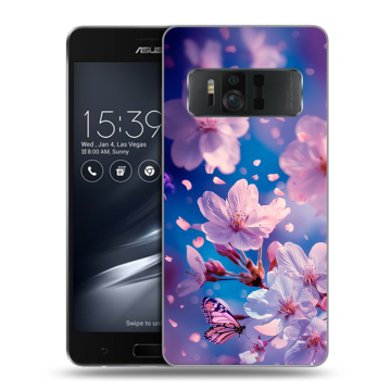 Силиконовый чехол на ASUS ZenFone AR с принтом цветы бабочки Силиконовый чехол на ASUS ZenFone AR с принтом цветы бабочки