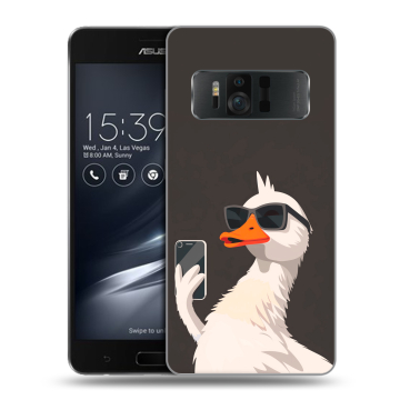 Силиконовый чехол на ASUS ZenFone AR с принтом утка в очках Силиконовый чехол на ASUS ZenFone AR с принтом утка в очках