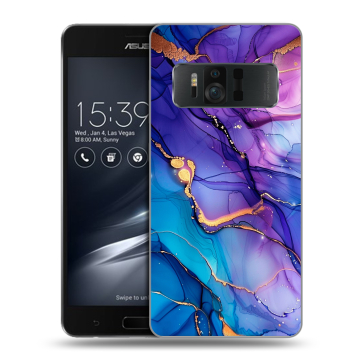Силиконовый чехол на ASUS ZenFone AR с принтом синий мрамор