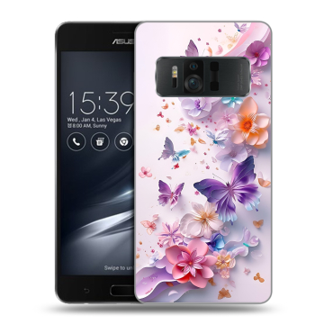 Силиконовый чехол на ASUS ZenFone AR с принтом цветы бабочки