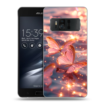 Силиконовый чехол на ASUS ZenFone AR с принтом бабочки розовые Силиконовый чехол на ASUS ZenFone AR с принтом бабочки розовые