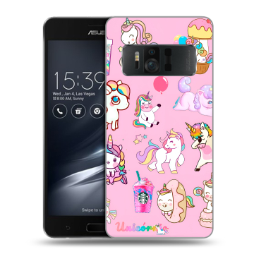 Силиконовый чехол на ASUS ZenFone AR с принтом розовые единороги Силиконовый чехол на ASUS ZenFone AR с принтом розовые единороги