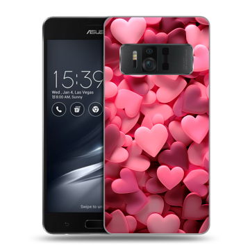 Силиконовый чехол на ASUS ZenFone AR с принтом розовые сердечки