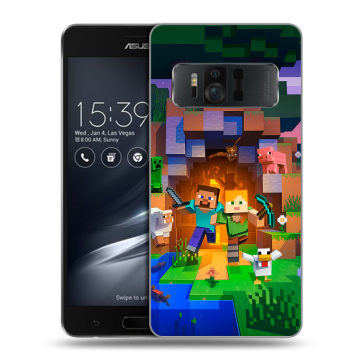 Силиконовый чехол на ASUS ZenFone AR с принтом Майнкрафт Minecraft