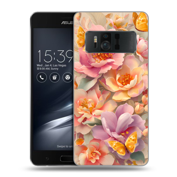 Силиконовый чехол на ASUS ZenFone AR с принтом Цветы и бабочки