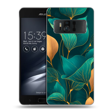 Силиконовый чехол на ASUS ZenFone AR с принтом Листья и золото