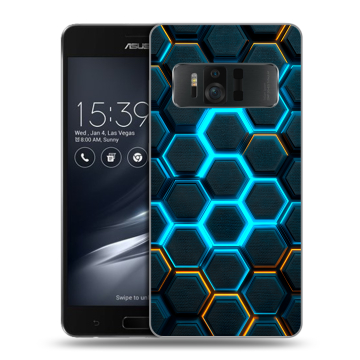 Силиконовый чехол на ASUS ZenFone AR с принтом Неоновые соты