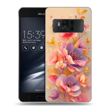 Силиконовый чехол на ASUS ZenFone AR с принтом Цветы и бабочки