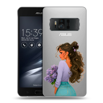 Силиконовый чехол на ASUS ZenFone AR с принтом девушка цветы