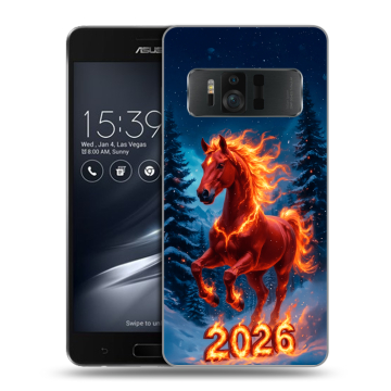 Силиконовый чехол на ASUS ZenFone AR с принтом Новый год коня
