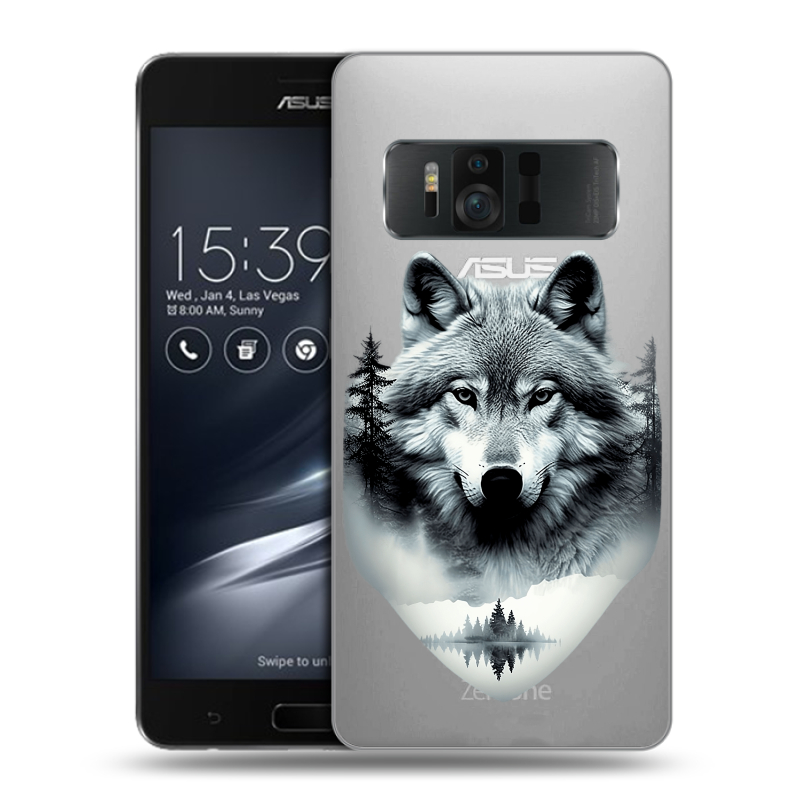 Силиконовый чехол на ASUS ZenFone AR с принтом Волк в лесу Силиконовый чехол на ASUS ZenFone AR с принтом Волк в лесу