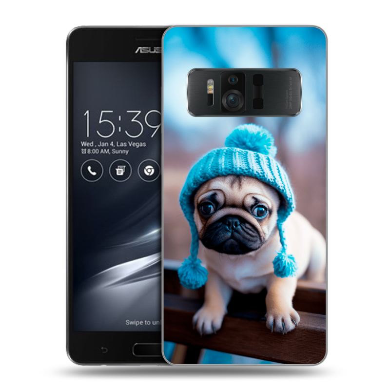 Силиконовый чехол на ASUS ZenFone AR с принтом Мопс в шапке Силиконовый чехол на ASUS ZenFone AR с принтом Мопс в шапке