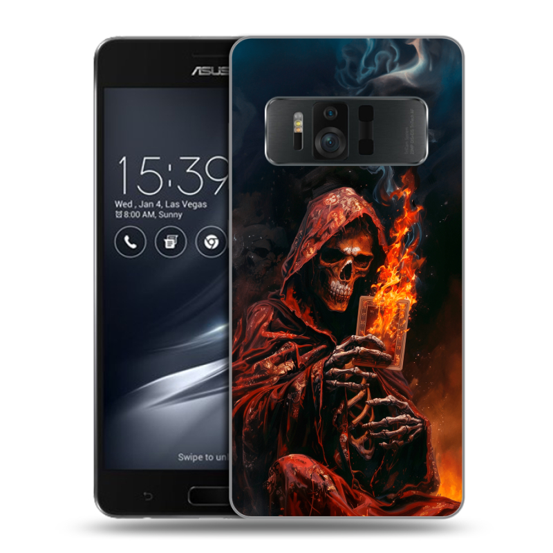 Пластиковый чехол на ASUS ZenFone AR с принтом Скелет и карты Пластиковый чехол на ASUS ZenFone AR с принтом Скелет и карты