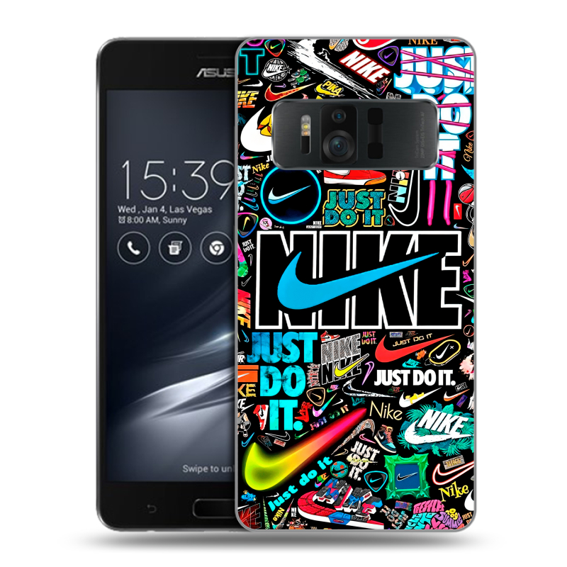 Пластиковый чехол на ASUS ZenFone AR с принтом найк nike черный Пластиковый чехол на ASUS ZenFone AR с принтом найк nike черный