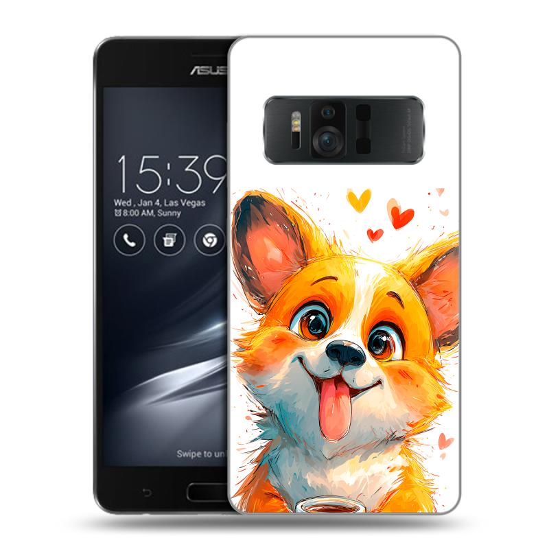 Силиконовый чехол на ASUS ZenFone AR с принтом корги Силиконовый чехол на ASUS ZenFone AR с принтом корги