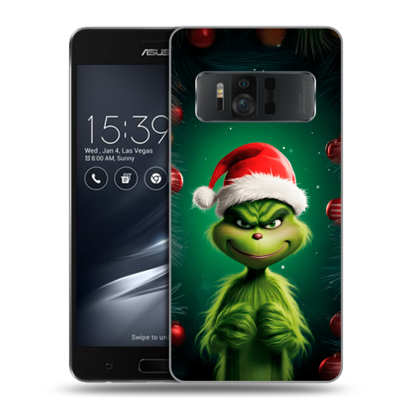 Пластиковый чехол на ASUS ZenFone AR с принтом Гринч Новый год Рождество Пластиковый чехол на ASUS ZenFone AR с принтом Гринч Новый год Рождество