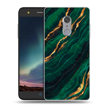 Силиконовый чехол на ZTE Blade V7 Plus с принтом Мрамор зеленое золото Силиконовый чехол на ZTE Blade V7 Plus с принтом Мрамор зеленое золото