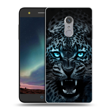 Силиконовый чехол на ZTE Blade V7 Plus с принтом Темный леопард Силиконовый чехол на ZTE Blade V7 Plus с принтом Темный леопард