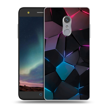 Силиконовый чехол на ZTE Blade V7 Plus с принтом Геометрия неона