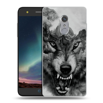Силиконовый чехол на ZTE Blade V7 Plus с принтом Волк