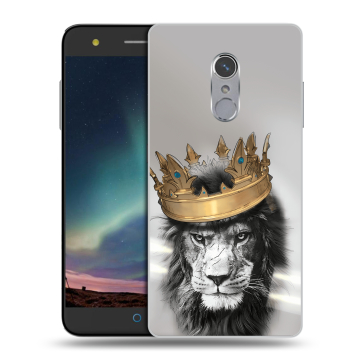 Силиконовый чехол на ZTE Blade V7 Plus с принтом Лев с короной