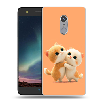 Силиконовый чехол на ZTE Blade V7 Plus с принтом Милые котики