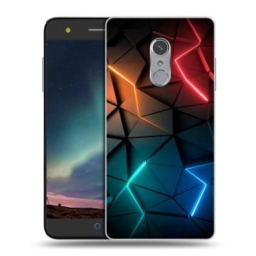 Силиконовый чехол на ZTE Blade V7 Plus с принтом Абстракция неон