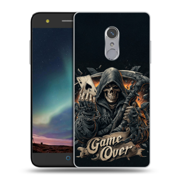 Силиконовый чехол на ZTE Blade V7 Plus с принтом Скелет карты