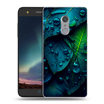 Силиконовый чехол на ZTE Blade V7 Plus с принтом Листья