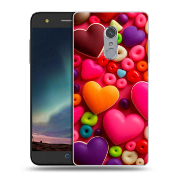 Силиконовый чехол на ZTE Blade V7 Plus с принтом Сердечки