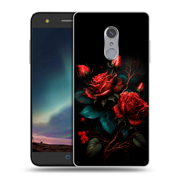 Силиконовый чехол на ZTE Blade V7 Plus с принтом Розы красные