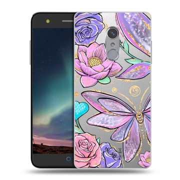 Силиконовый чехол на ZTE Blade V7 Plus с принтом Бабочки и цветы Силиконовый чехол на ZTE Blade V7 Plus с принтом Бабочки и цветы