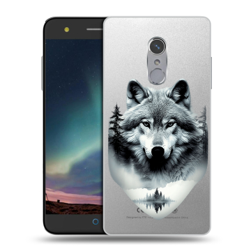 Силиконовый чехол на ZTE Blade V7 Plus с принтом Волк в лесу Силиконовый чехол на ZTE Blade V7 Plus с принтом Волк в лесу