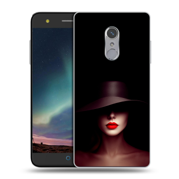 Силиконовый чехол на ZTE Blade V7 Plus с принтом Девушка в шляпе