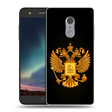 Силиконовый чехол на ZTE Blade V7 Plus с принтом Герб России желтый