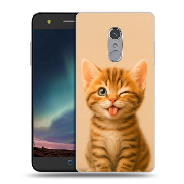 Силиконовый чехол на ZTE Blade V7 Plus с принтом котенок