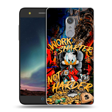 Силиконовый чехол на ZTE Blade V7 Plus с принтом Дональд Дак Деньги