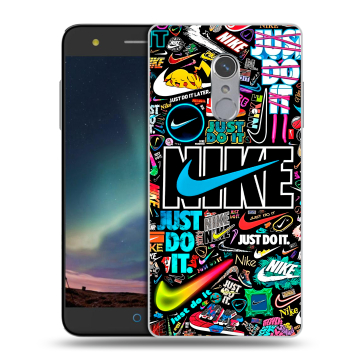 Силиконовый чехол на ZTE Blade V7 Plus с принтом найк nike черный