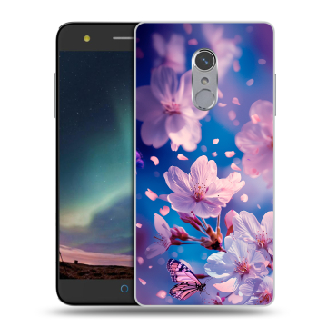 Силиконовый чехол на ZTE Blade V7 Plus с принтом цветы бабочки Силиконовый чехол на ZTE Blade V7 Plus с принтом цветы бабочки