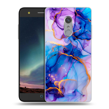 Силиконовый чехол на ZTE Blade V7 Plus с принтом синий мрамор