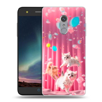 Силиконовый чехол на ZTE Blade V7 Plus с принтом милые котики