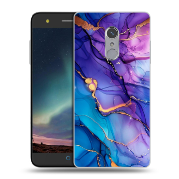 Силиконовый чехол на ZTE Blade V7 Plus с принтом синий мрамор Силиконовый чехол на ZTE Blade V7 Plus с принтом синий мрамор