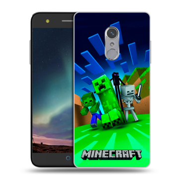 Силиконовый чехол на ZTE Blade V7 Plus с принтом Майнкрафт