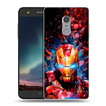 Силиконовый чехол на ZTE Blade V7 Plus с принтом Железный человек Ironman