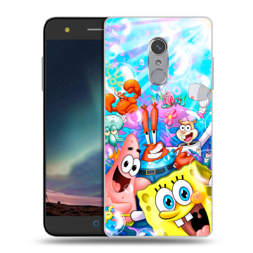 Силиконовый чехол на ZTE Blade V7 Plus с принтом спанчбоб спанч боб