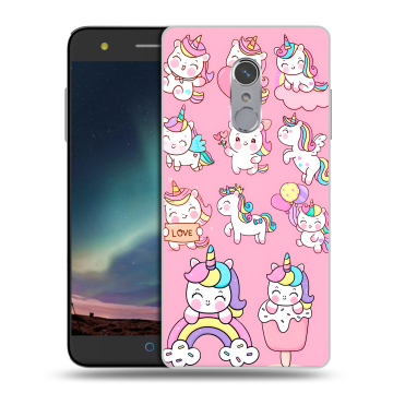 Силиконовый чехол на ZTE Blade V7 Plus с принтом Единороги и радуга Силиконовый чехол на ZTE Blade V7 Plus с принтом Единороги и радуга