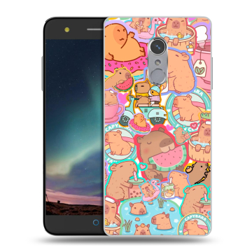 Силиконовый чехол на ZTE Blade V7 Plus с принтом капибары