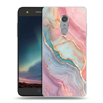 Силиконовый чехол на ZTE Blade V7 Plus с принтом розовый мрамор